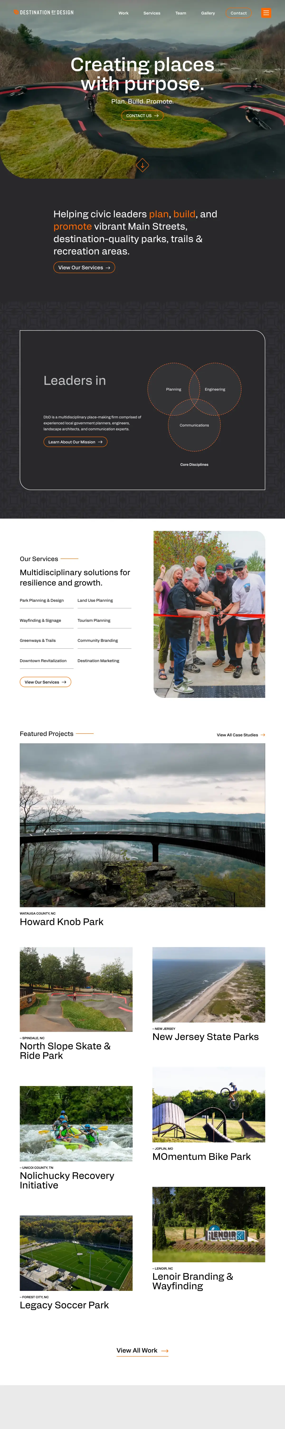 Destination by Design home page, full-length capture