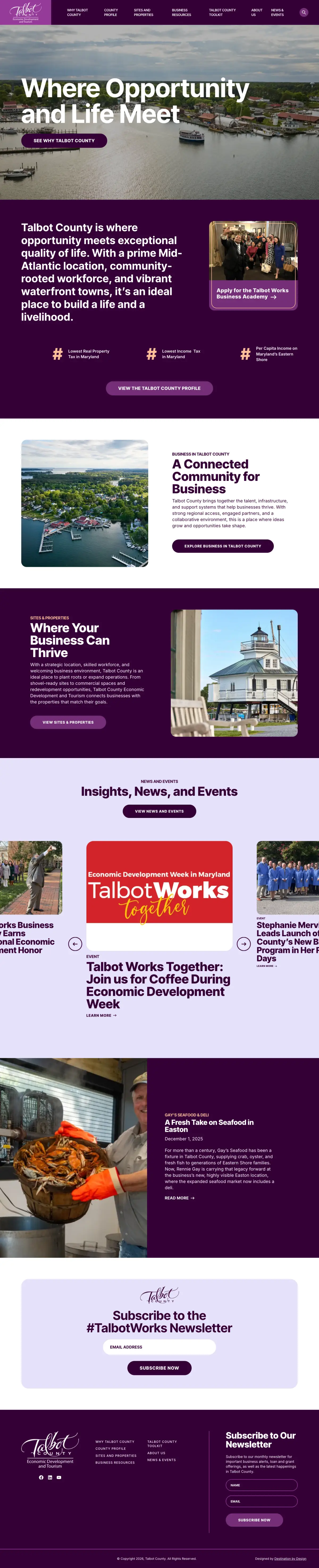 Talbot County home page, full-length capture